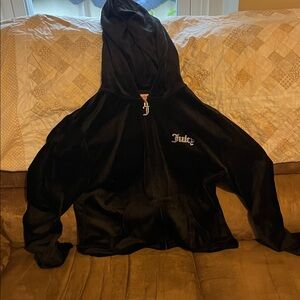 Y2K Juicy Couture Velour hoodie zip up black
